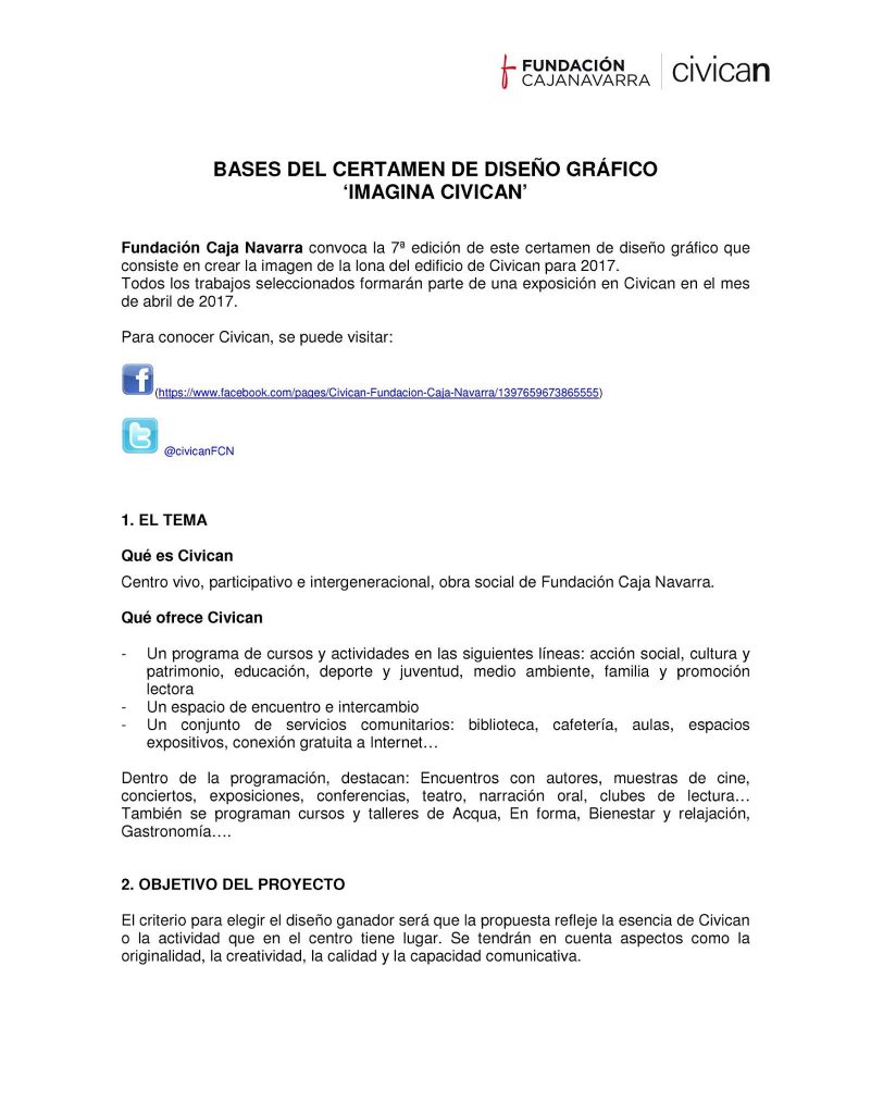Certamen de diseño gráfico 'Imagina Civican' 2016 Residencia